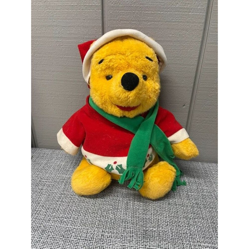 Vintage 1996 Disney Mattel Winnie the Pooh Christmas Plush 10” Holiday Bear